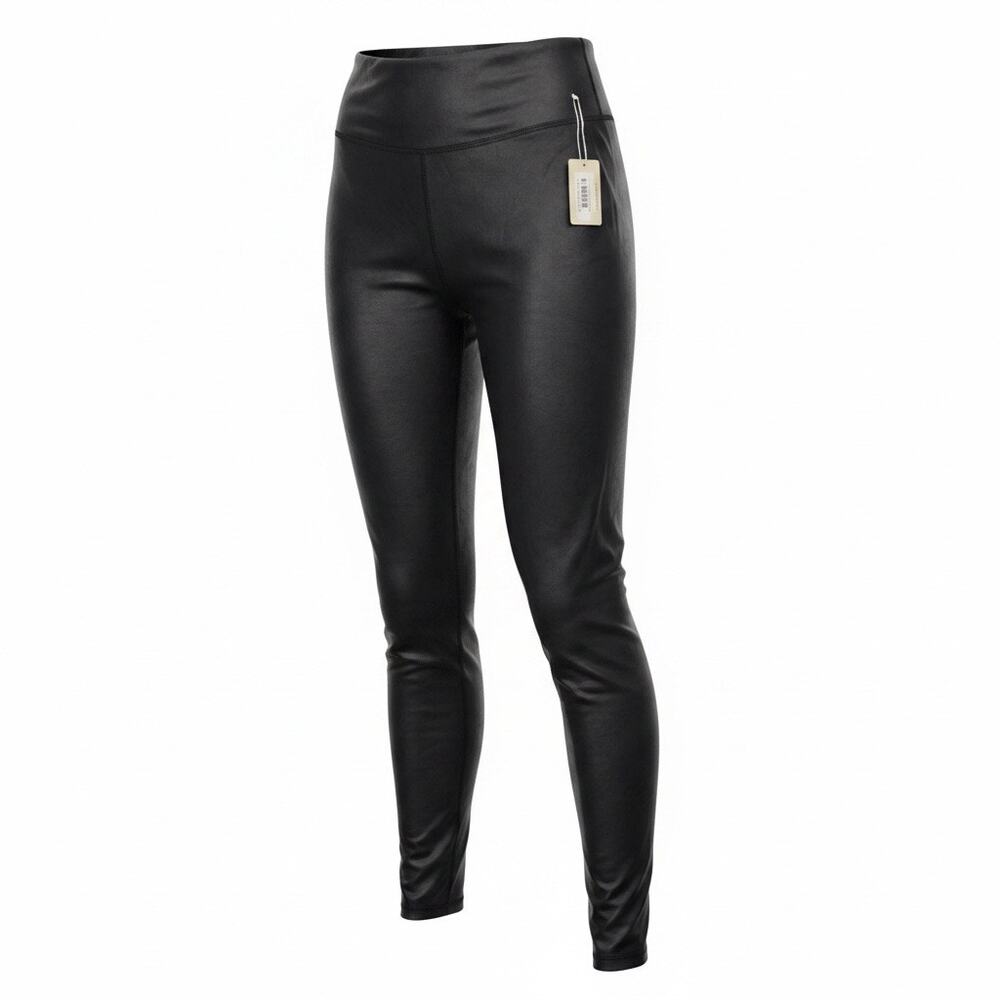 Faux Leather Leggings XL Black High Rise Pebbled Stretch Pants NWT Moto